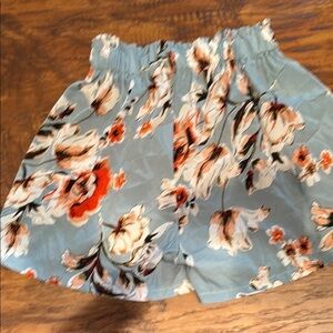Floral Print Shorts in Blue and Orange sz M